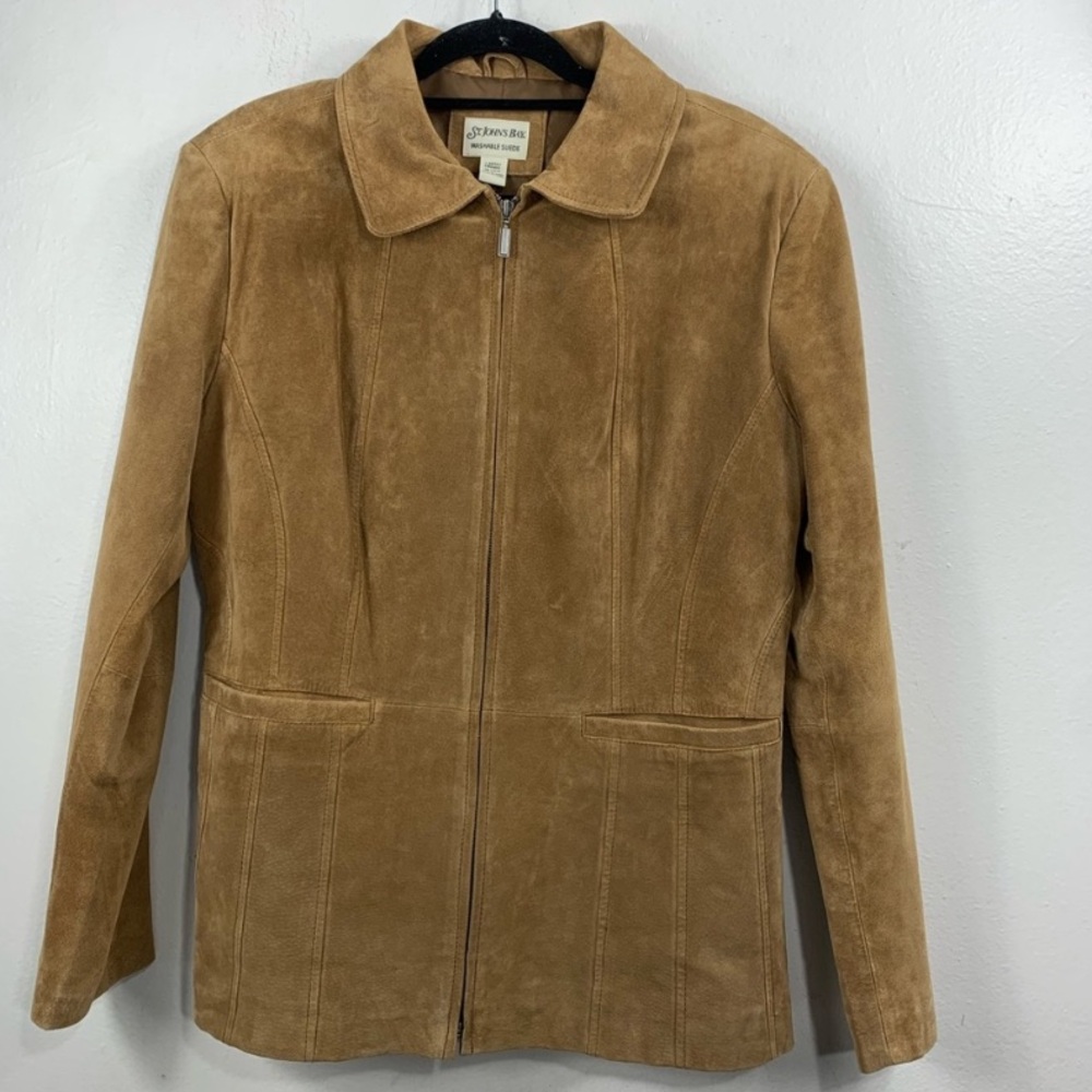 St. John’s bay suede zipper tan jacket